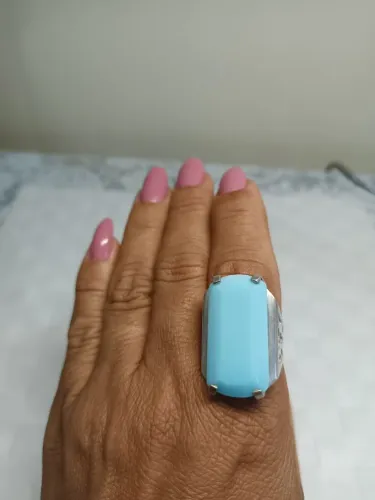 Anel prata 925 com pedra natural azul