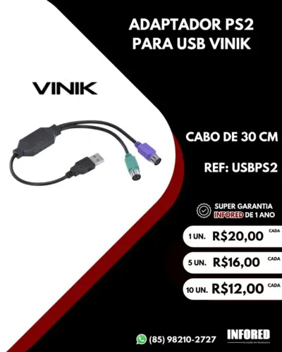 Adaptador PS2 para USB Vinik 
