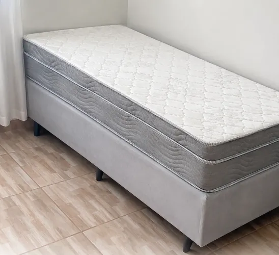 Cama Box Solteiro 88x188 - Colchão Riviera + Base
