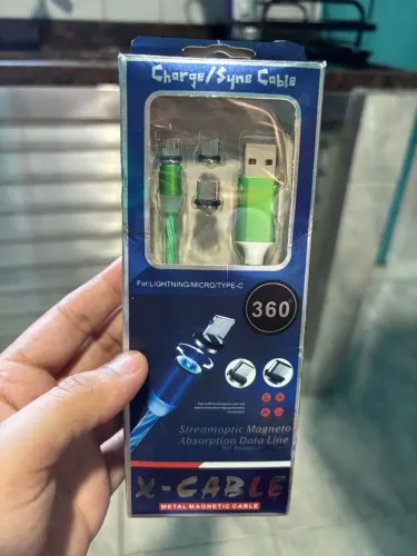 cabo carregador magnético led verde 1m