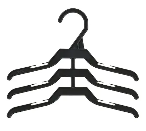 10 Cabide Bebê Triplo Preto 27cm