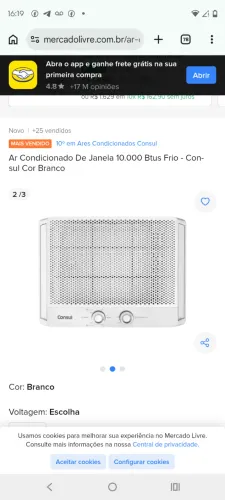 Ar condicionado Consul 10 mil BTUs zerado 