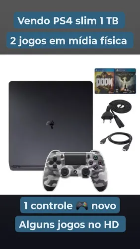 PS4 slim 1 TB com jogos