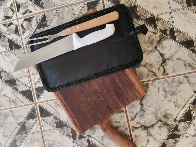 Conjunto churrasco tábua e faca