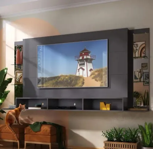 Imperdível - Painel Para TV até 65" C/ Nichos e Espelhos Laterias