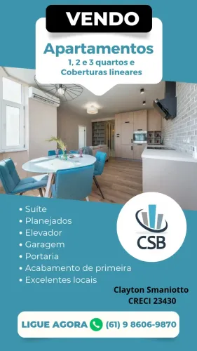 VENDO APARTAMENTOS DE 1, 2 e 3 QUARTOS E COBERTURAS LINEARES