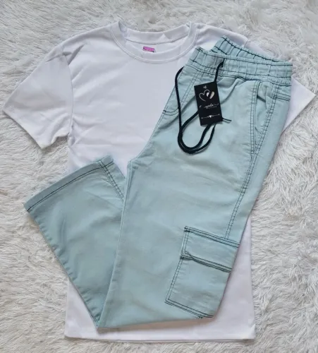 Kit Camisa Canelada e Calça Cargo 