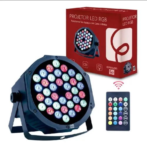 CANHÃO REFLETOR LED RGB 36W CONTROLE REMOTO POTENTE COMPLETO