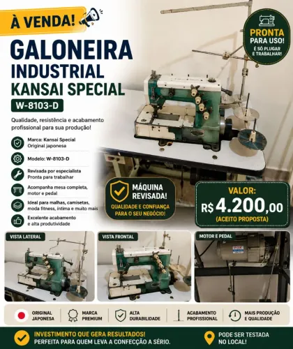 Máquina Galoneira Industrial Kansai Special W-8103-D Revisada