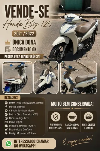 Honda Biz 2021/2022 única dona
