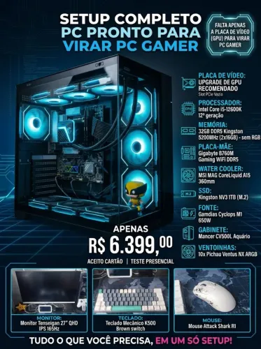 Setup completo pronto para virar PC Gamer