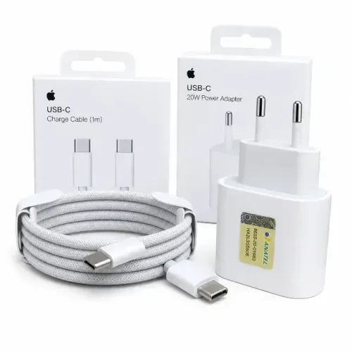Kit Carregador Rápido 20w Compatível iPhone iPad Tipo C 1m
