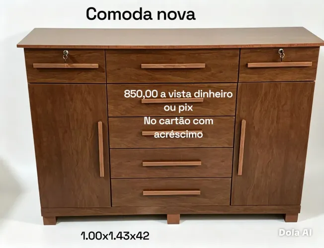 Comoda 7 gavetas com sapateira e chaves nova