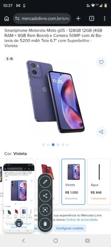 Moto g05 vendo ou troco valor 650,00