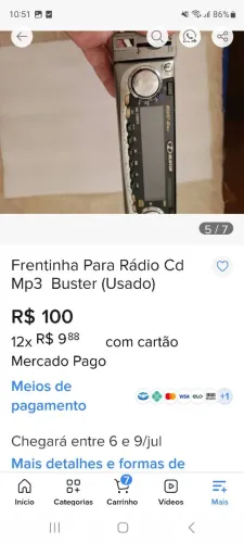 Frentinha para rádio automotivo mp3 hbuster