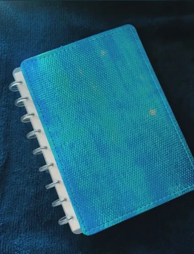 Caderno Inteligente azul holográfico- tamanho médio 