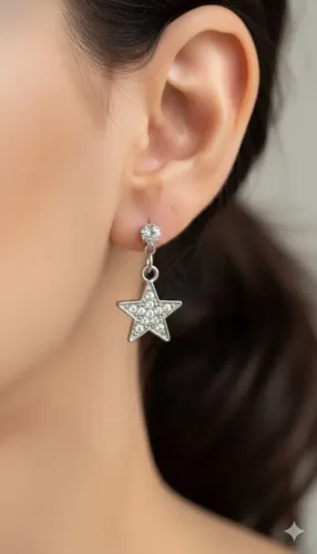 Brinco de estrela Cravejado na Zircônia Banho Diamante