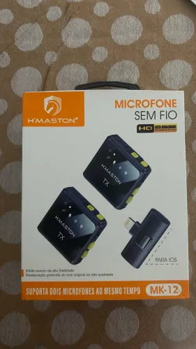 Microfone de Lapela Sem Fio Duplo H'Maston MK-12 (para iOS/iPhone):