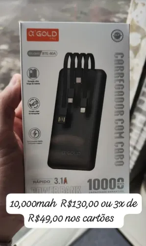 Carregador a'Gold Portátil 10000mah com cabos