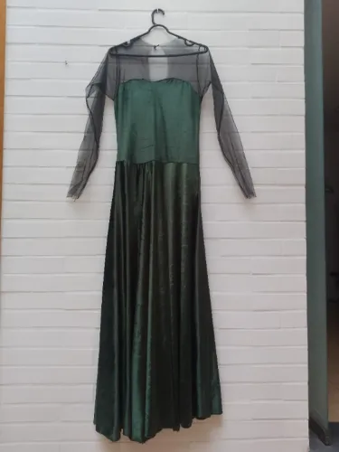 Super promoção: Fantasia dama medieval vestido veludo verde escuro tamanho M