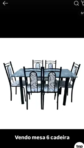 Mesa de mármore 6 cadeira 