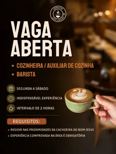 Vaga de Emprego - Residir nas Proximidades da Cachoeira do Bom Jesus