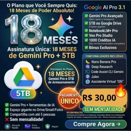 GEMINI PRO + 5TB DE ARMAZENAMENTO