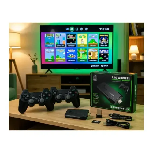 Game stick 4k retrô com 10.000 jogos e 2 controles