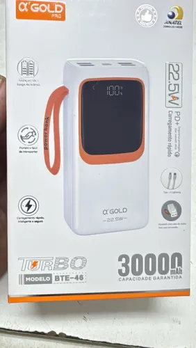 Power Bank A'Gold Pro BTE-46 de 30.000mAh e 22.5W Carregador Portátil
