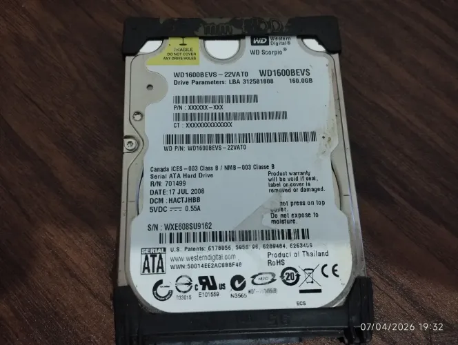 Hd Notebook wdscorpio 160gb USADO - BAIXEI O VALOR 