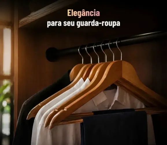 Cabide - Madeira, Transparente e Preto