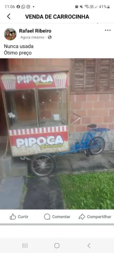 Triciclo Pipoqueira, Iluminação Leds, Suspensão Feixo de Mola, Pneu de Homda Biz,