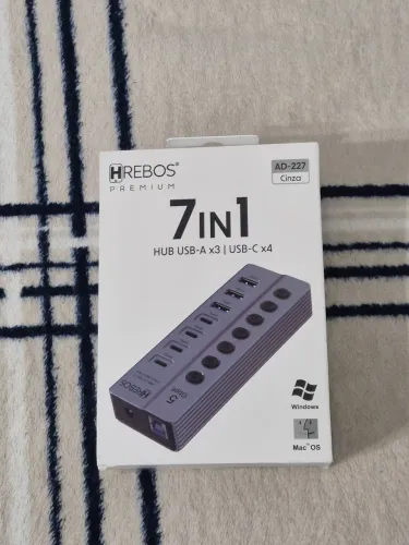 Hub-USB HREBOS 7 em 1, com fonte