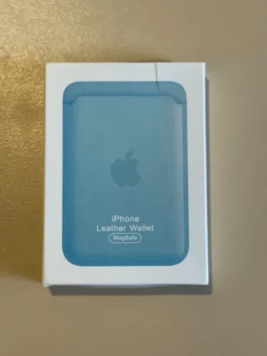 Carteira Apple Leather Wallet MagSafe original azul