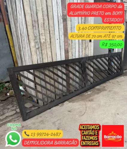 GRADE GUARDA CORPO de ALUMÍNIO 3.40 EM BOM ESTADO!