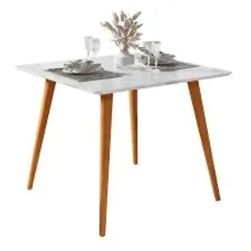 Mesa com 4 cadeiras em couro Tok stok