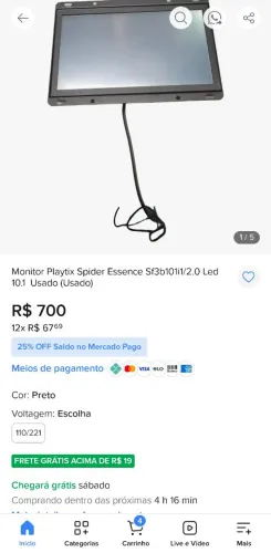 Monitor touchscreen de 10.1 polegadas