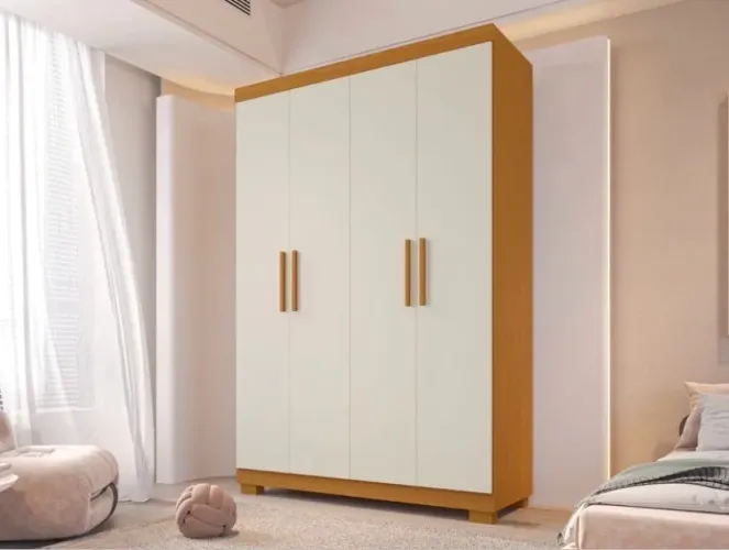 Guarda Roupa Lana ACP 100% MDF, 04 Portas e 02 Gavetas - Entrega Imediata;