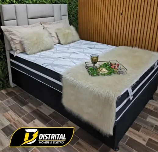 Conjunto Cama Box Solteiro Molas Ensacadas Pronta Entrega