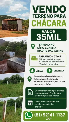 TERRENO PARA CHÁCARA - RIACHO DAS ALMAS