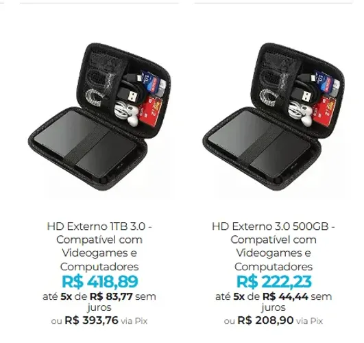 HD Externo 3.0 500GB e 1TB com Garantia e Nota Fiscal