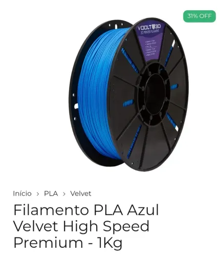 Filamento voolt 3d PLA azul velvet
