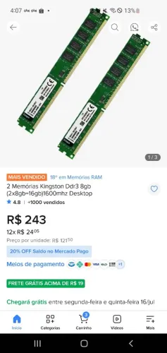 2 memória ram de 8 gb