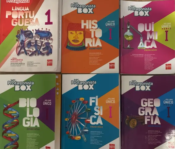 BOX LIVROS SER PROTAGONISTA PORTUGUÊS, BIOLOGIA, HISTÓRIA, FÍSICA, QUÍMICA E GEOGRAFIA