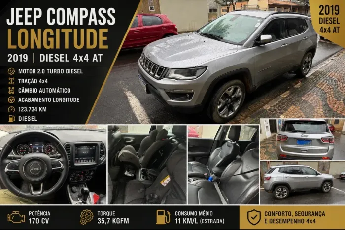 Jeep Compass Longitude 2.0 4X4 Dies. 16V Aut. 2019