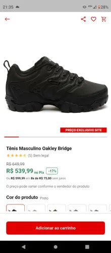TENIS OAKLEY BRIDGE BLACK 43 ORIGINAL (NOVO)