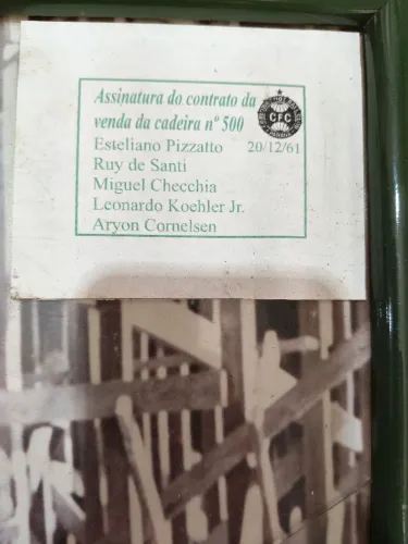Par de Quadro Histórico Coritiba 1961 - Documento e Registro Fotográfico Cadeira nº 500