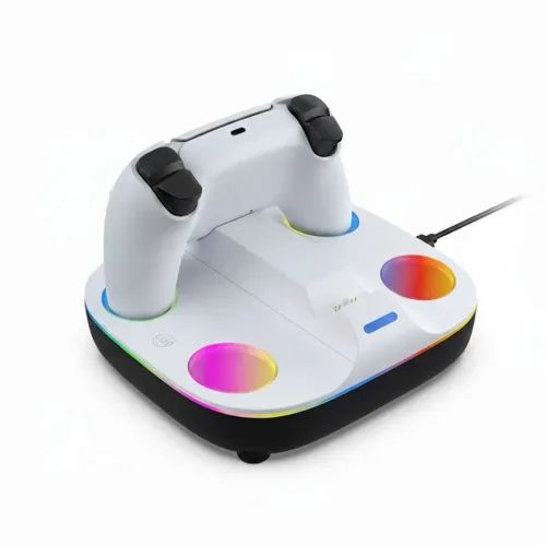 Dock Carregador Duplo PS5 Controles Dualsense Led RGB Preto