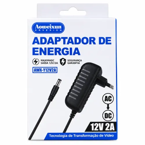 Fonte Adaptador Aoweixun AWX-Y12V2A 12V 2A 24W DC para Equipamentos Eletrônicos Compatívei