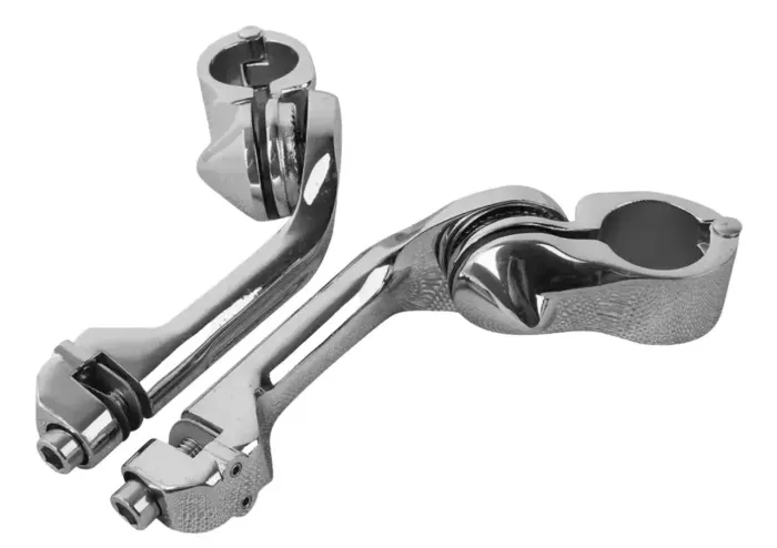 Par Suporte Pedaleira 1-1/4  Angulado Longo Cromado